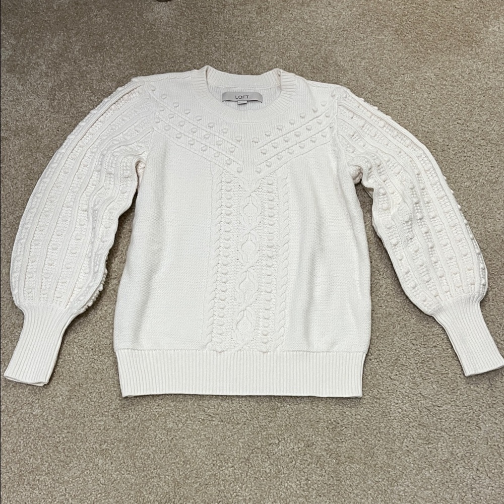 LOFT Women's Cream Knit Sweater